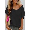 Summer Fashion Casual Round Neck Solid Color Knitted Sweater Loose Short Sleeved Women's Top