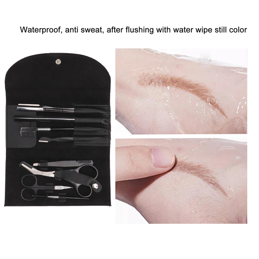 8 Pcs Eyebrow Grooming Kit Black Rustproof Stainless Steel Eyebrow Trimming Kit Beauty Tools with Storage Bag
