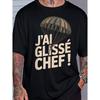 Men'S I Slipped Chief Cult Replica 7Th Company T-Shirt - French Culinary Slogan "I'M a Glutton Chef!" Graphic Tee, Featuring Text, Regular Fit Casual