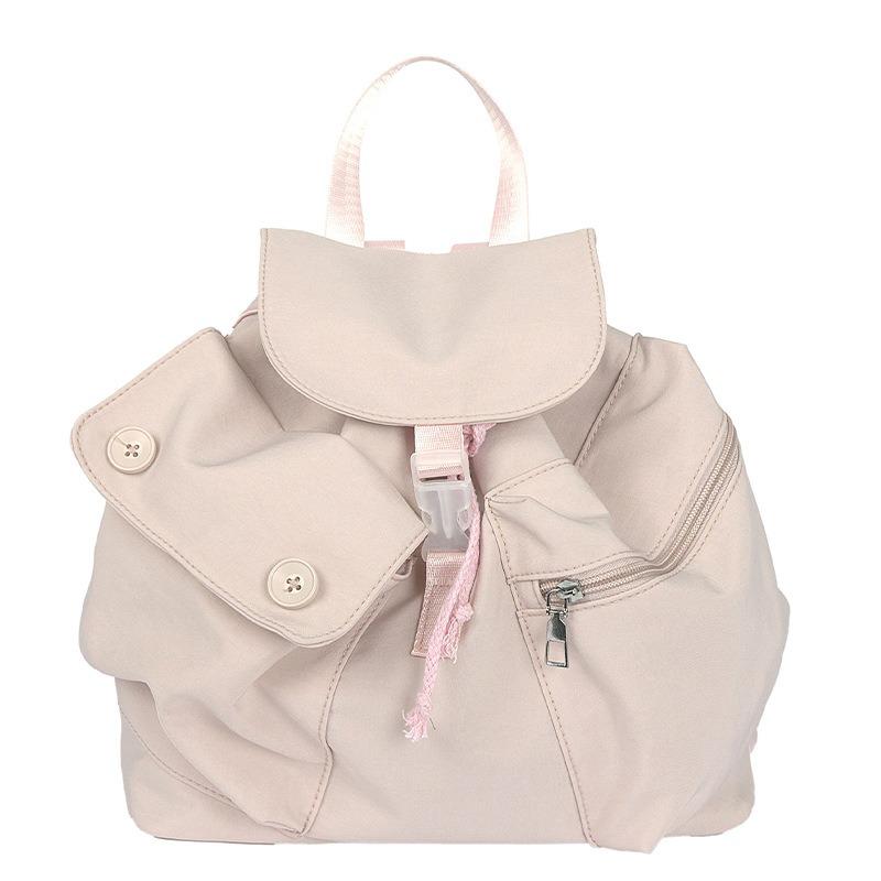 

Летняя новая женская сумка многокарманный рюкзак на шнурке модный рюкзак студента колледжа класс нейлоновая сумка через плечо one size fits all розовый