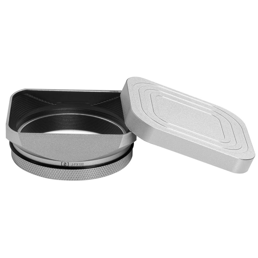 Yullmu 49mm Lens Hood for Fujifilm X100V, X100Vi, X100F, and X100S, Made from High-Strength 6000 Series Aluminum Alloy, Square, Silver