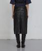 Uusoo Leather Eyelet Skirt_ Black