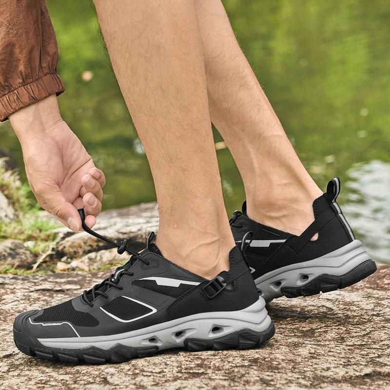 Fashion Men's Breathable Sneakers Mesh Lace-Up Casual Sneakers Lightweight Men Walking Shoes Comfortable Slip-Resistant Driving Shoes