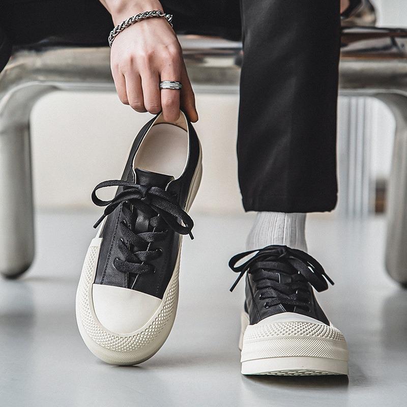 3172 high-end little white shoes men's spring new niche big head shoes thick sole heightening low-top casual board shoes