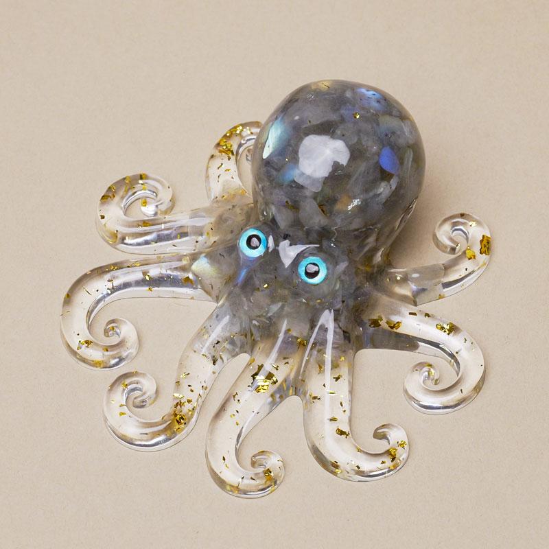 

10.5*4.5cm Resin Octopus Ornament Natural Crystal Tea Pet Handicraft Tea Table Decoration Ornaments Home Decoration Accessories