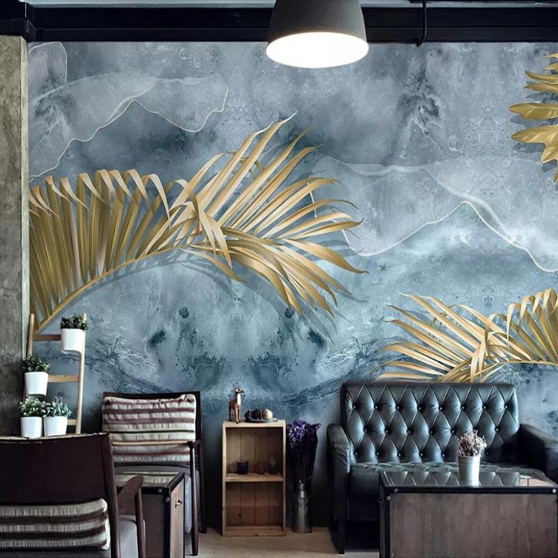 Wallpaper 3d Golden Leaves Marble Mural Bedroom Kitchen Decoration Living Room Tv Backdrop Mural