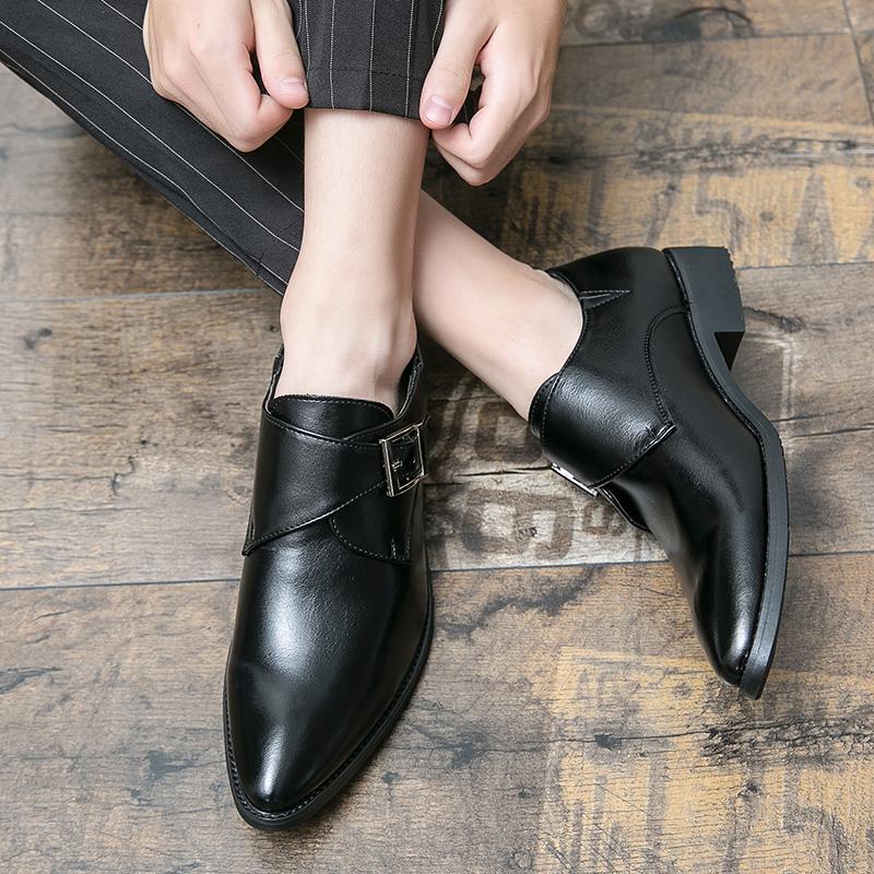 Mode Luxus Lederschuhe Herren Slipper mit Schnallen Lässige Herrenschuhe Britischer Stil Dicke Sohle Lackleder Weiche Schuhe Mokassin