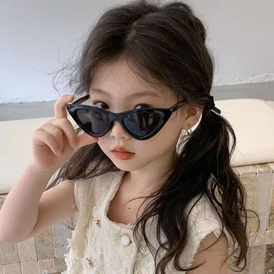 New Boys' and Girls' Glasses Retro Triangle Cat Eye Kids Sunglasses Trendy Personality Candy Color Cute Children's Sunglasses
