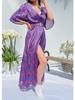 2023 Summer V-Neck Belted Print Long Dress