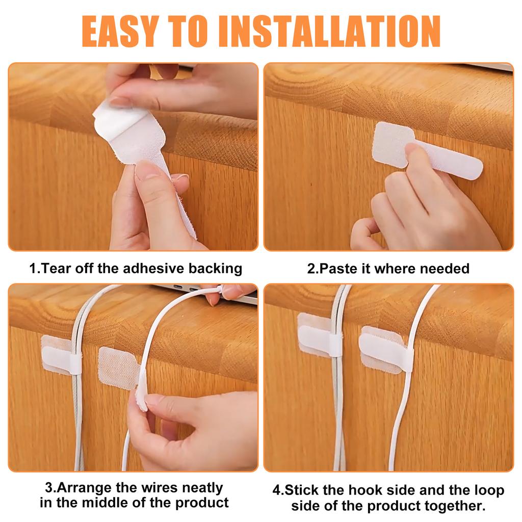 60pcs Adjustable Adhesive Cord Organizers Power Cord Storage Cable Manager Desk Wire Winder Easy Installation