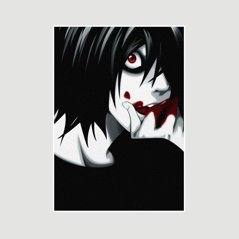 

Класичний японський плакат Death Note Мультяшна фігурка L Ретро білі паперові плакати та принти Живопис Домашній декор Бар Вітальня Фреска 42x30cm