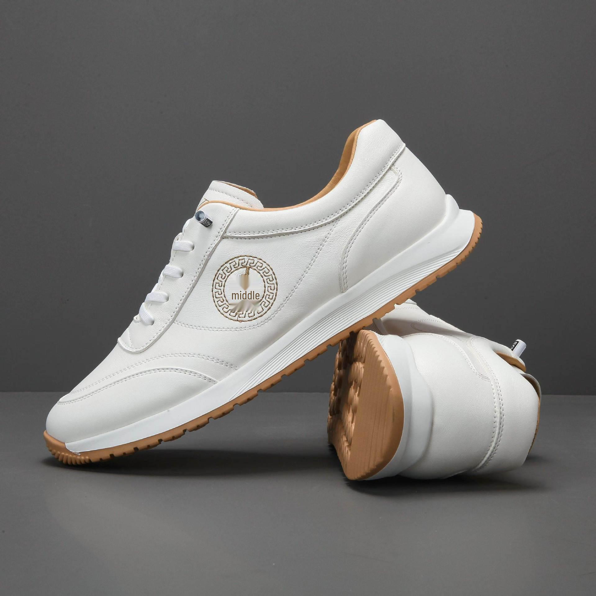 

Европейские мужские повседневные белые кроссовки из натуральной коровьей кожи - Дышащие, Нескользящие, Обувь для фитнеса на открытом воздухе 42 белый/абрикосовый