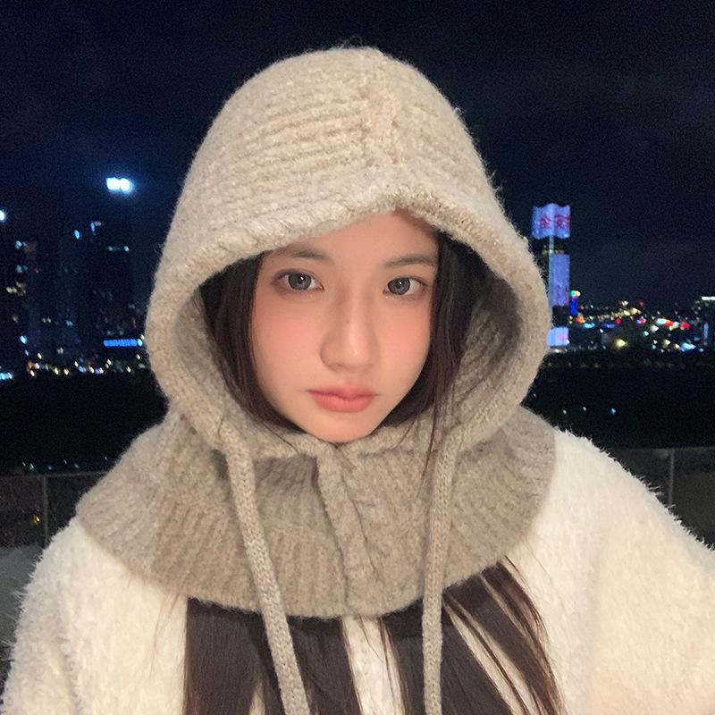 Korean Style Versatile Balaclava Winter Windproof Warm Neck Scarf All In One Hat Outdoor Travel Ear Protection Headgear