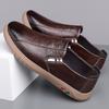 Fashionable Brand high quality Round headed slip on leather shoes Flat Bottomed Men Handmade comfortable Travel Driving loafers
