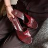 2026 new fish mouth Muller slippers women's medium heel thick heel simple and comfortable versatile one-character cool slippers women