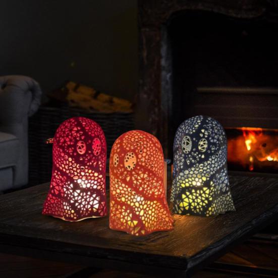 1/2Pcs Halloween Ghost Tea Light Holder 3D Printed Hollow Ghost Votive Candle Cover Decoration Holiday Party Table Centerpiece Ornament