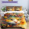 3-teiliges Edles Katzen-Kunstdesign Bettwäsche-Set - 1 Weiche Bettbezug + 2 Kissenbezüge, Maschinenwaschbar - Geeignet für alle Jahreszeiten, Perfektes Geschenk für Fa