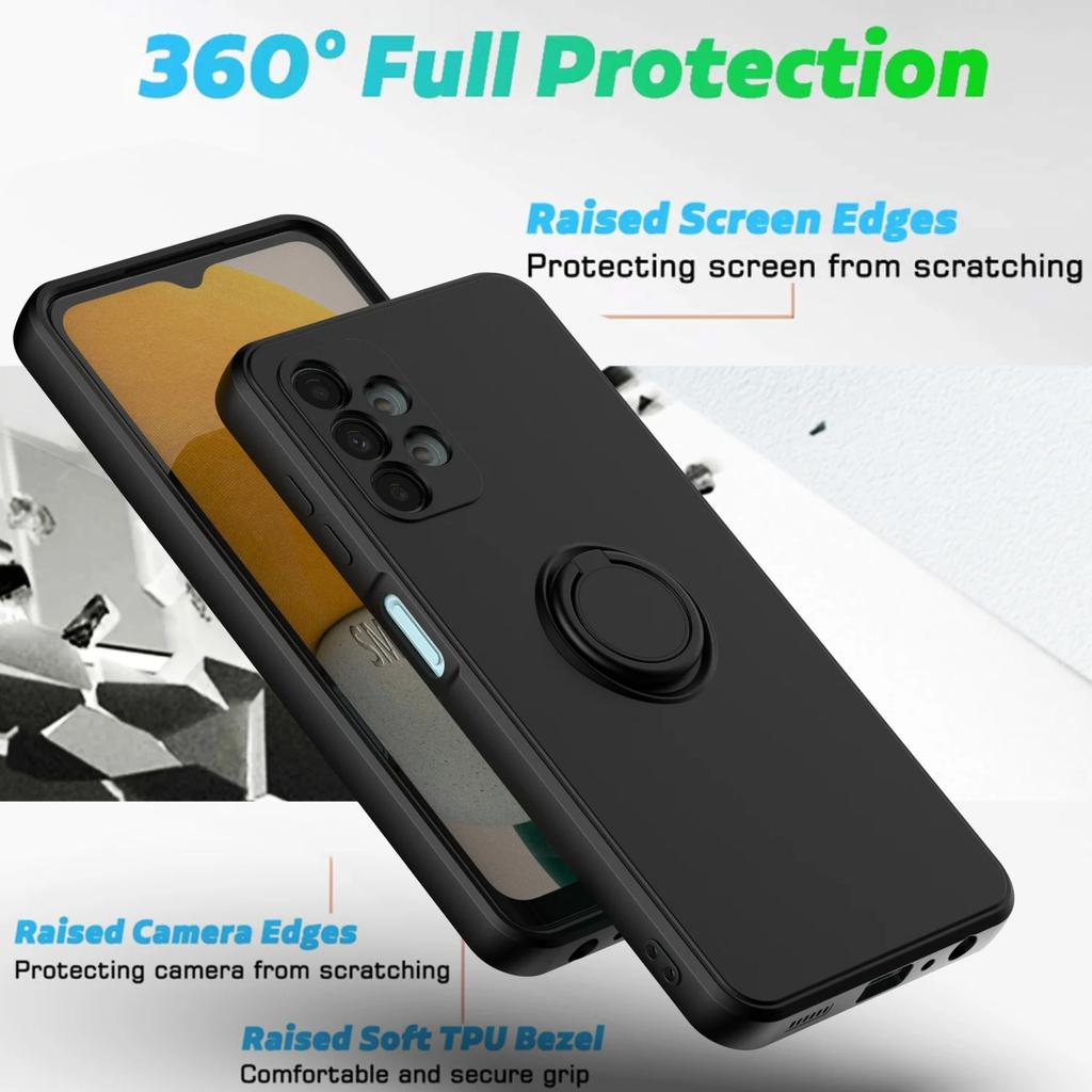 For Samsung Galaxy A03 A11 A12 A22 A30 A33 A32 A51 A52 A71 A72 Magnetic Ring Holder Cover Fall-new Liquid Silicone Case
