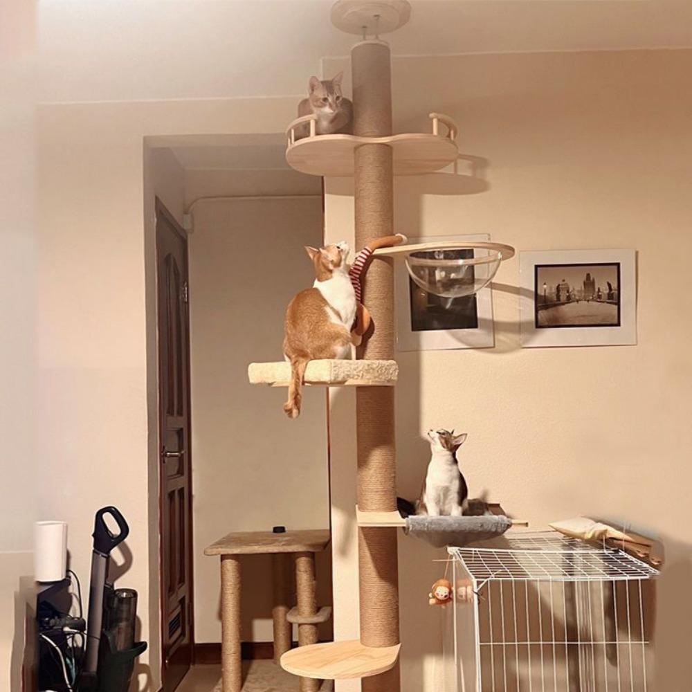 Tongtian pillar cat occupies a multi-layer integrated scratching column top and bottom space capsule cat frame cat small apartment hemp rope