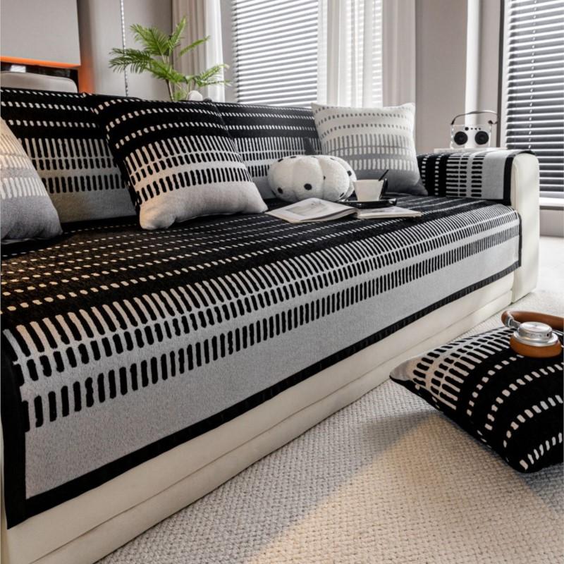 Autumn Home Non-slip Black White Sofa Cushion Couch Sofa Covers Mat Chenille Slipcover Funda Sofa Mat