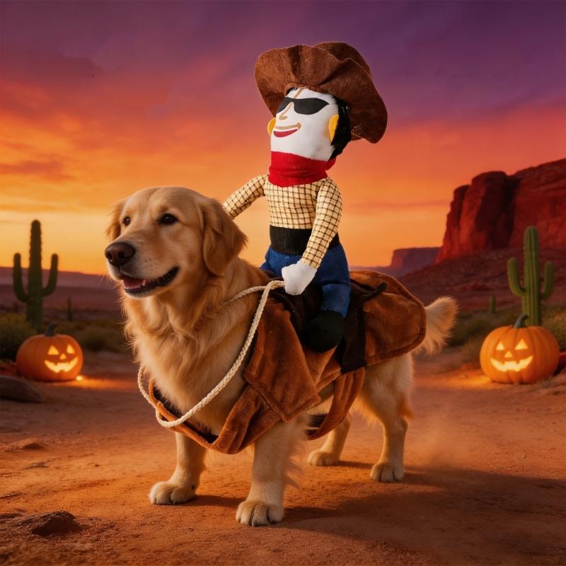 Funny Halloween Pet Cowboy Costume for Dog, Western Riders DressingUp Outfit for Party Photoshoots, Walking, Holiday Fun Gathering
