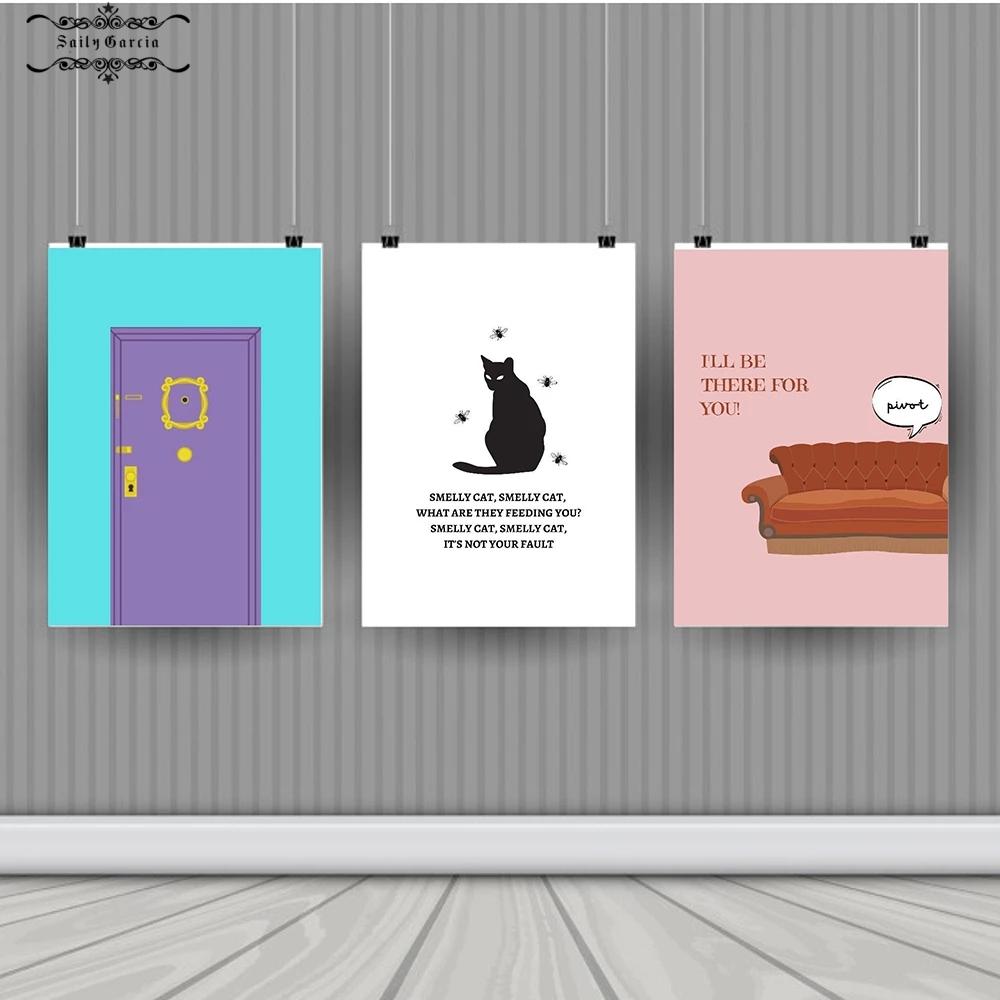 Illustration Art Prints Inspirational Quotes Poster Thanksgiving Pictures Black Cat Chicken Sofa Wall Art Picture for Home Decor