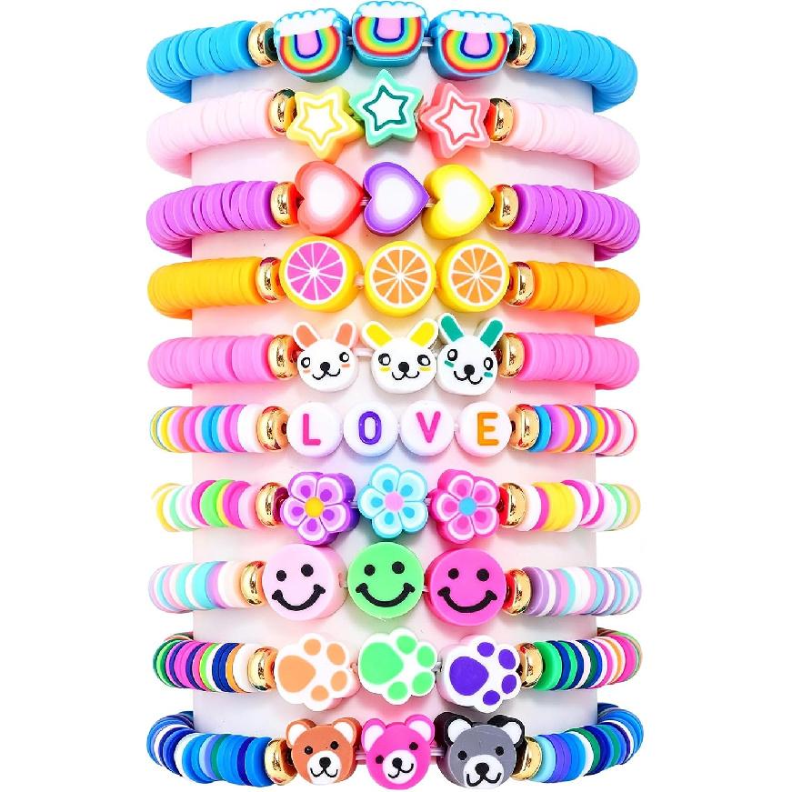 Freundschaftsarmbänder für Mädchen, 10er-Set niedliche Preppy Perlenarmbänder für Teenager-Mädchen, Partnerarmbänder für Freunde, Geburtstagsgeschenke für Tochter