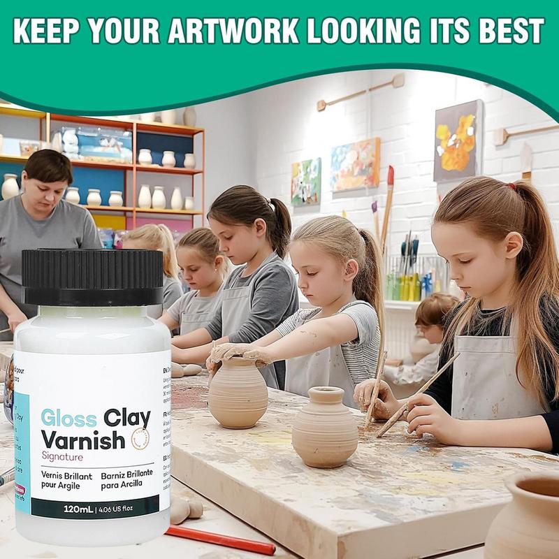 Air Dry Clay Varnish 120ml Safe Air Dry Clay Gloss for Acrylic Air Dry Clay Sealant High Gloss Varnish Long-Lasting Glossy Clay