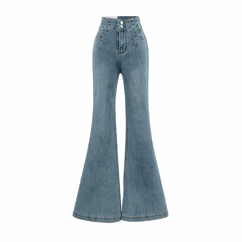 High Quality! Hip Lift! Cotton Heavy American Gyaru High Waist Skinny Flared Trousers Jeans Women Slim Fit