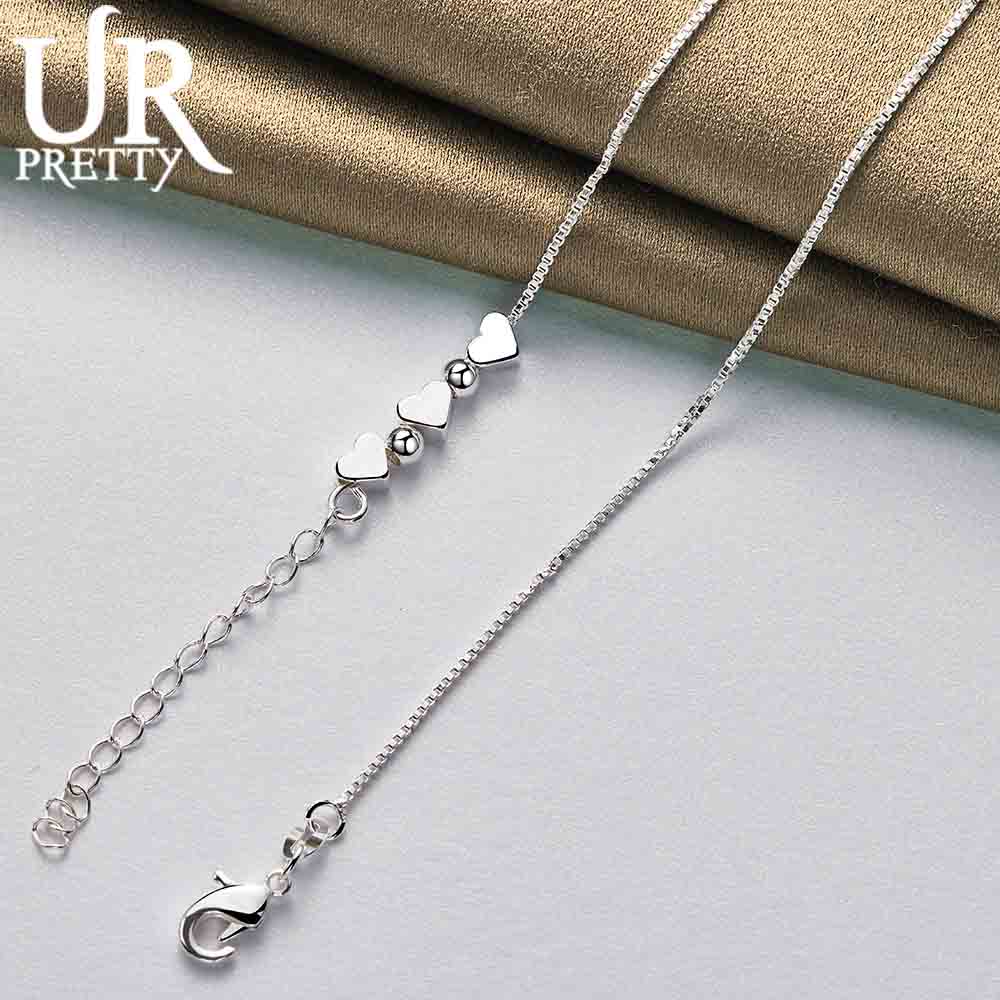 925 Sterling Silver Heart-shaped Snake Chain Necklace Fashion Wedding Jewelry