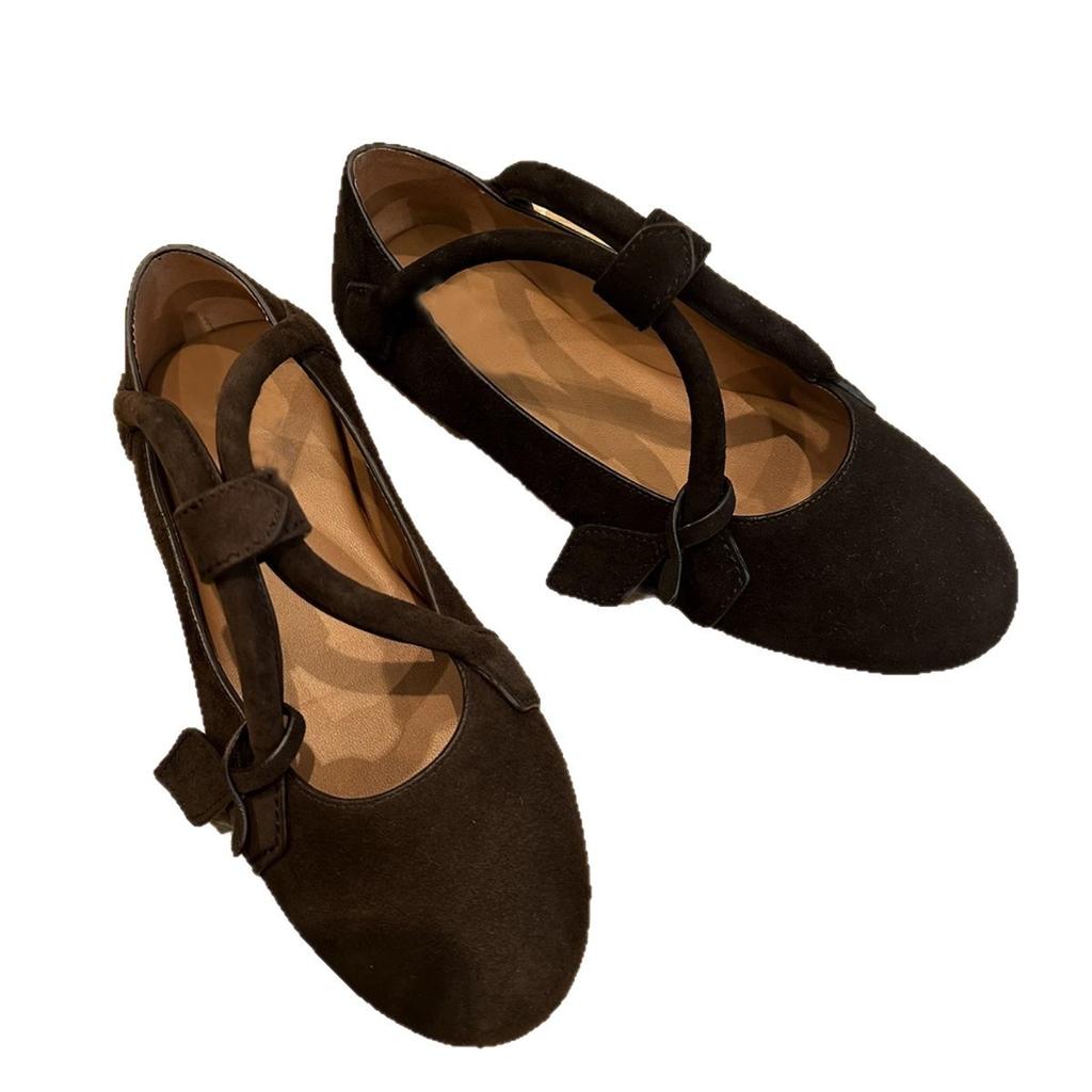 Sheepskin version~ niche simple style handbag shoes round head shallow mouth flat bottom Mary Jane single shoes women's autumn ballet shoes