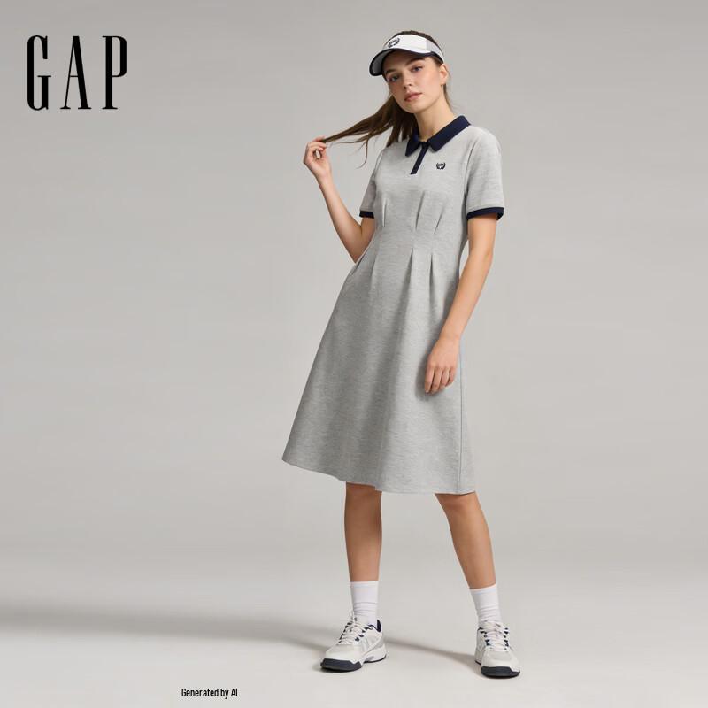 GAP Women's Classic Embroidered Logo Pleated Waist Maxi Dress