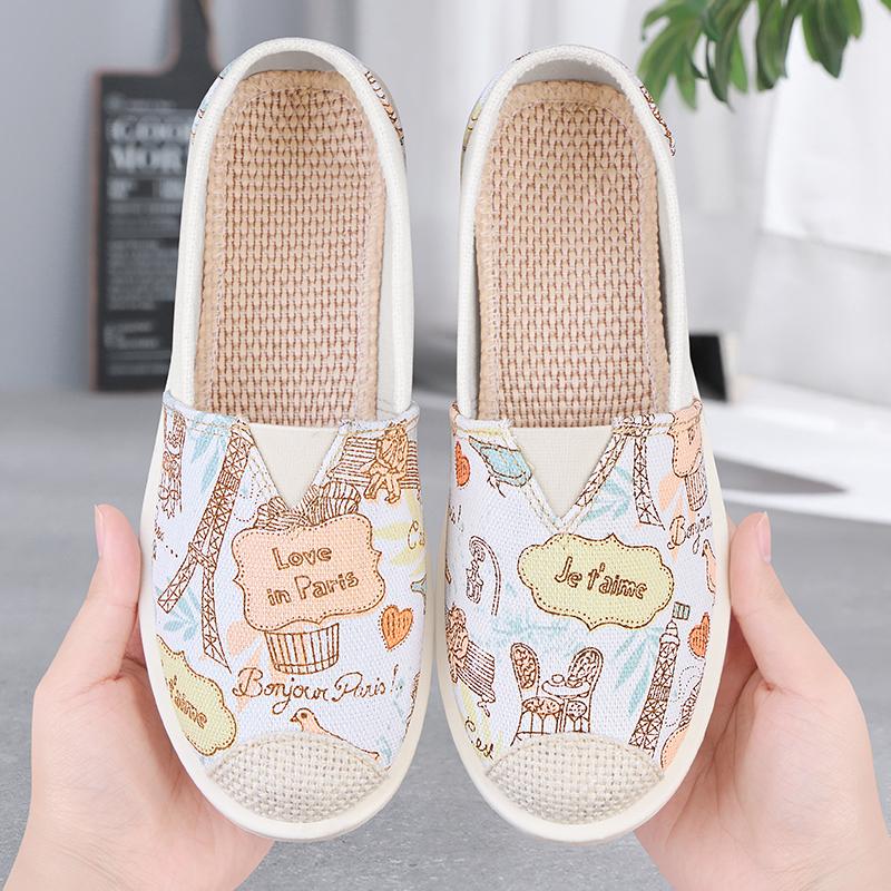 Fashion Breathable Shoes Slip-on Espadrilles For Women Tennis Slip On Summer New Graffiti Canvas Fabric Slip On Shoes For Women Espadril
