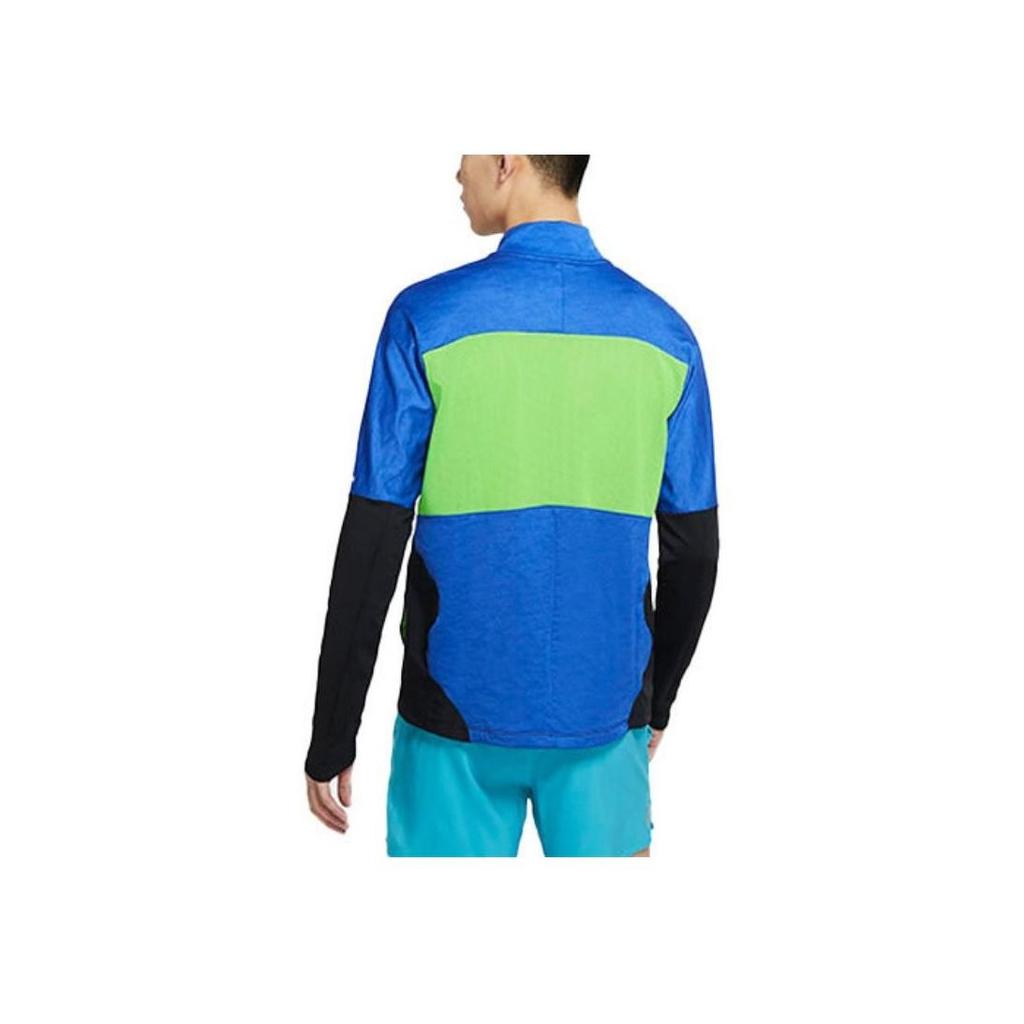 Nike Element Wild Run Casual Sports Stand Collar Printed Long Sleeve Running Shirt Men Tops Blue DA0224-480