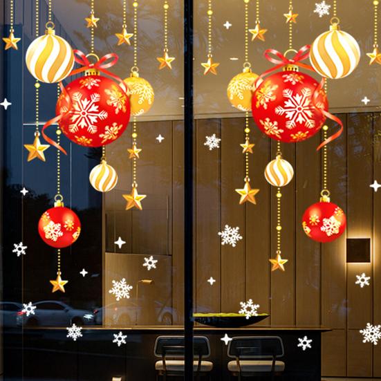 Vánoční přilnavé dekorace na okno Vánoční strom Santa Sob Sněhulák Samolepky na sklo Odnímatelné statické nálepky na okno pro zimní svátky Domácí párty potřeby