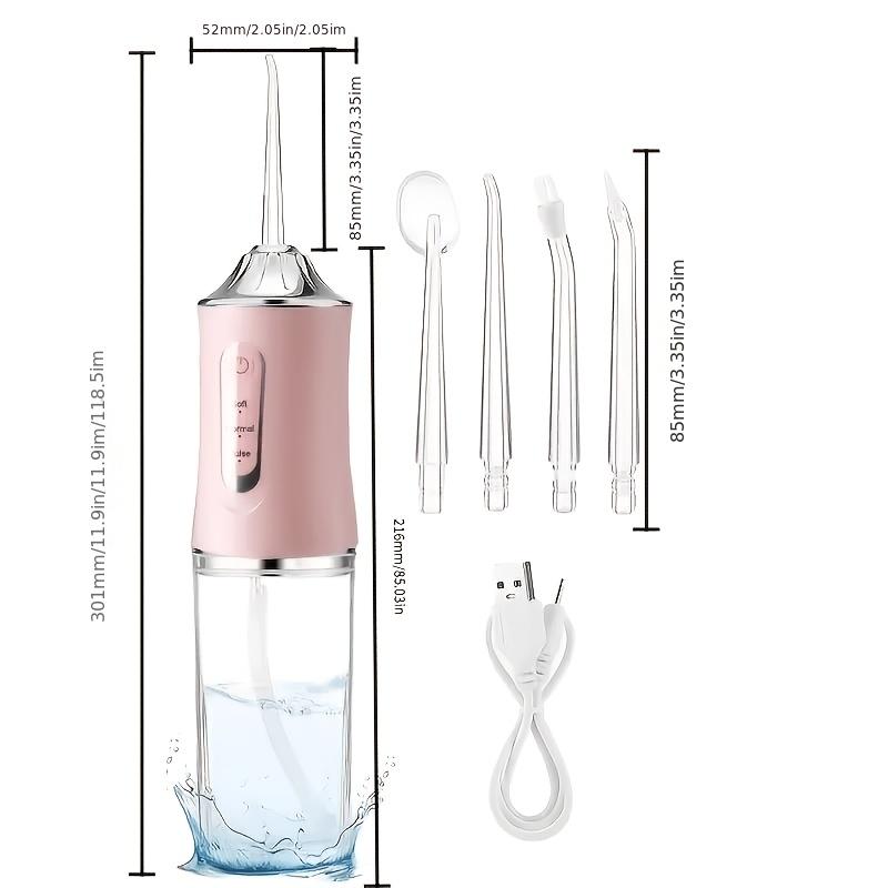 Smart electric water flosser with precise pressure control and360°Rotating nozzle for deep cleaning of teeth and gums, with replaceable heads USB