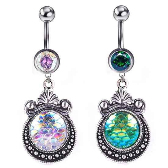 

Рыбья чешуя женщины пупок штанга пупка кольцо пирсинг ювелирные изделия