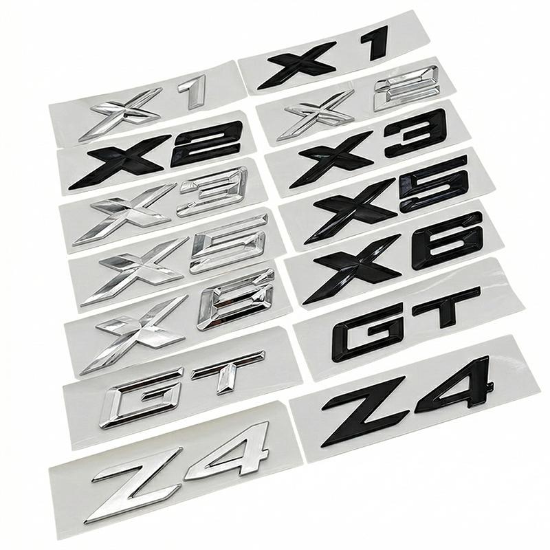 NEW 3D ABS Car Rear Trunk Emblem Badge Sticker For BMW X1 X2 X3 X5 X6 GT Z4 Glossy Black Chrome Logo Decal Styling Accessories