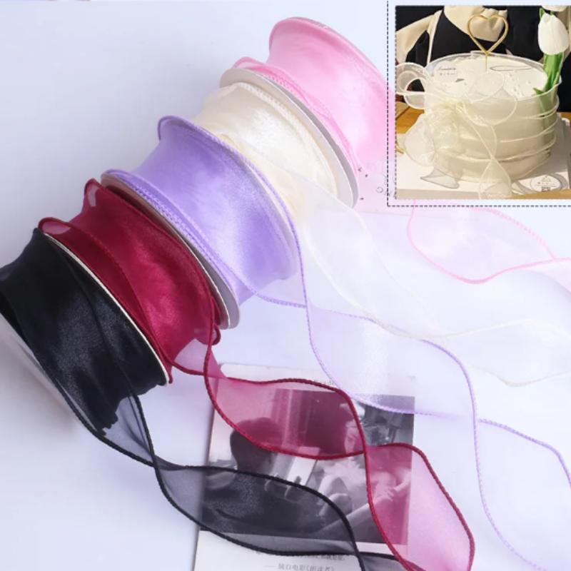 1Roll 10 Yards Fishtail Yarn Diy Material Yarn Ribbon One Roll Bouquet Floral Wavy Edge Gift Decoration