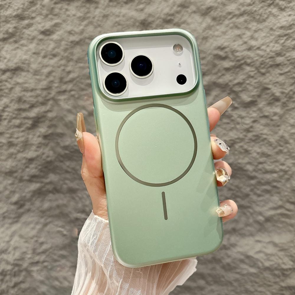 

Ultra Thin Metallic Paint PC Hard Case For iPhone 17 Air 16 15 14 Plus 13 12 11 17 Pro Max 16e Wireless Charge Frosted Cover iPhone 15 Pro Max зелений