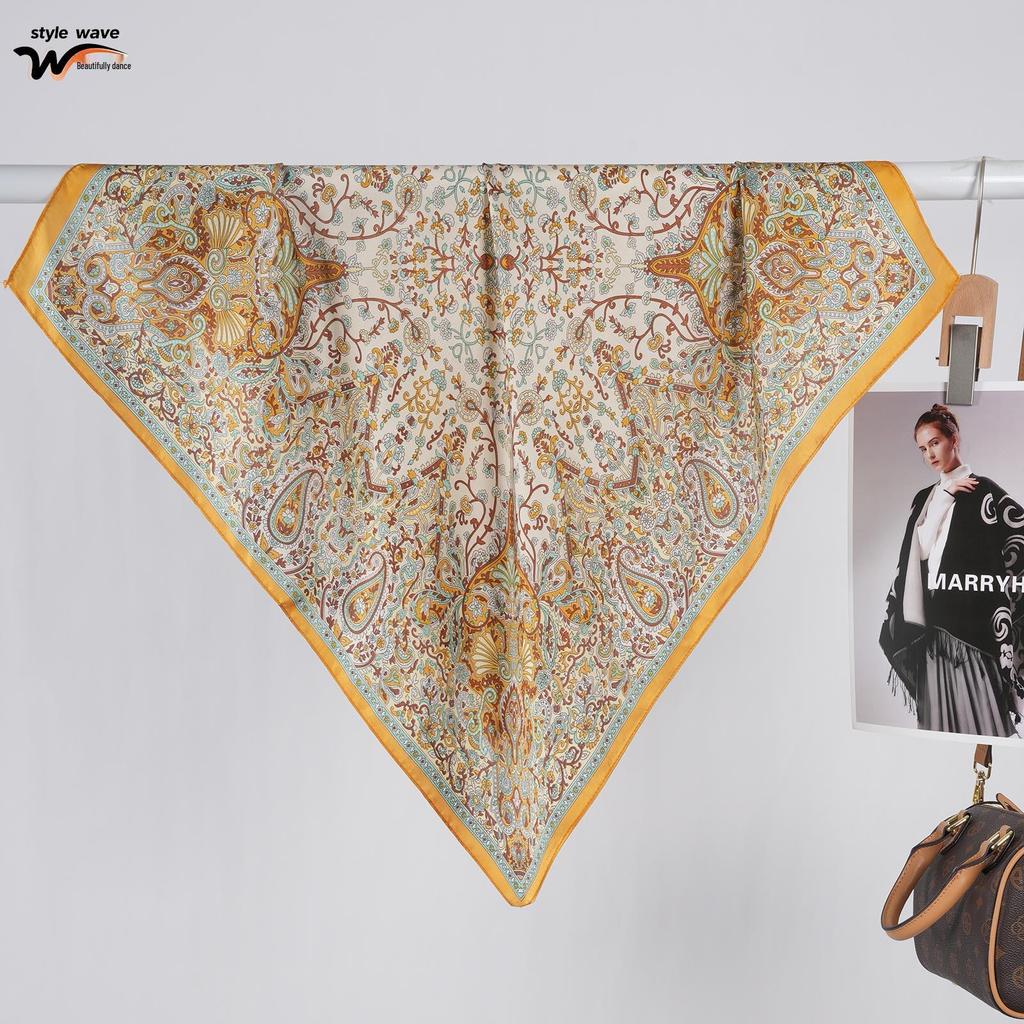 Französischer Retro-Blumen-High-End-Seidenschal: Vielseitiges Modeaccessoire für Frühling/Sommer für Damen.