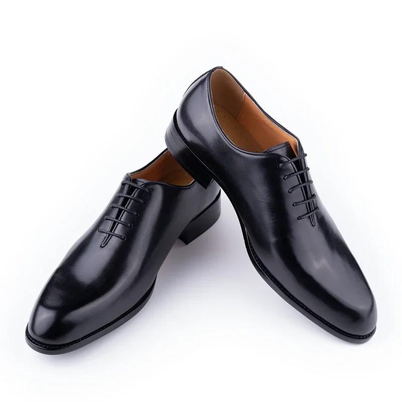 Fashion Successful Men's Leather Shoes High Quality Handmade Oxford Casual Business Office Work Shoes For Gentalman Lace Up Comfortable