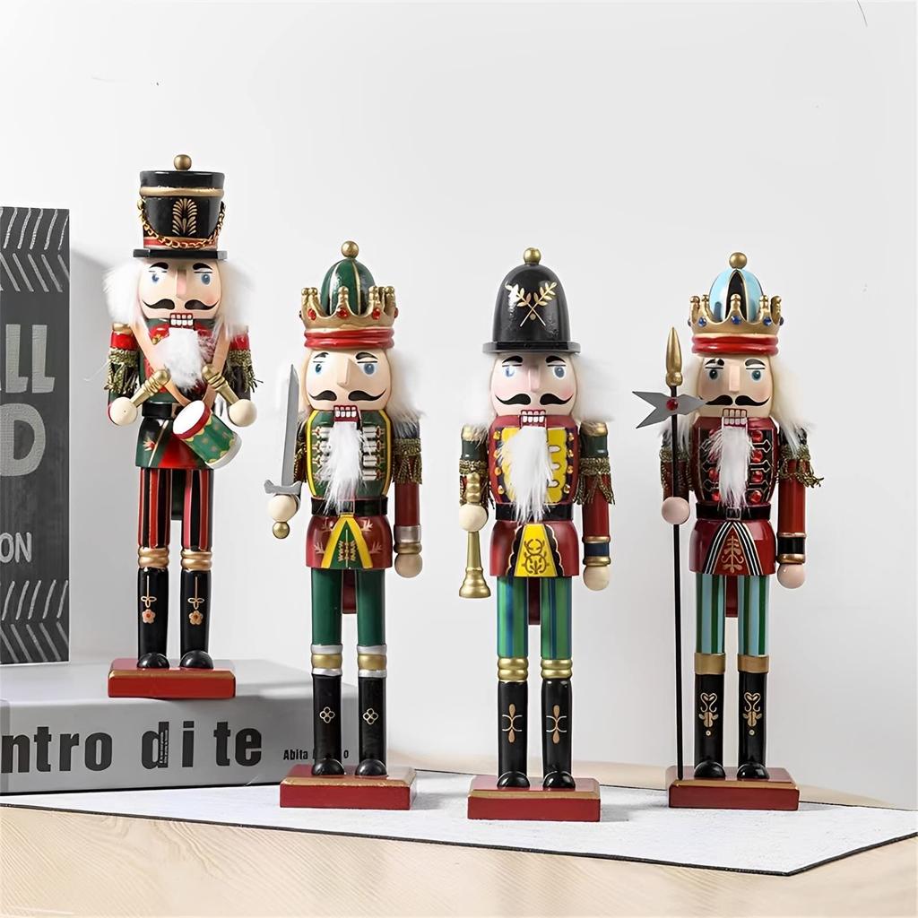 Christmas Nutcracker Ornament 12 inch Traditional Painted Wooden Nutcracker Soldier Doll Nutcracker Figures Holiday Party Tabletop Christmas