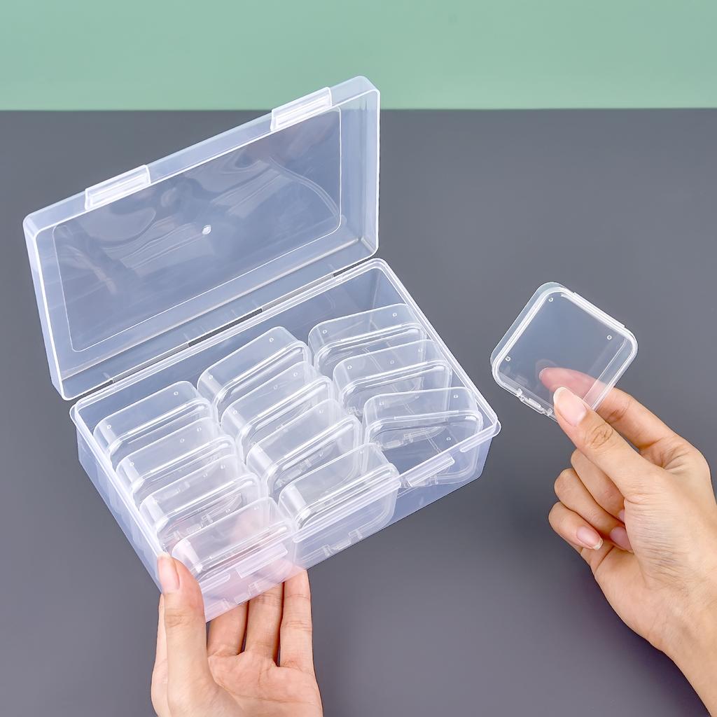 Bead Organizer Box 4/10/12/15/28Pcs Small Clear Plastic Bead Storage Containers With Hinged Lid For Storage Items Crafts Jewelry