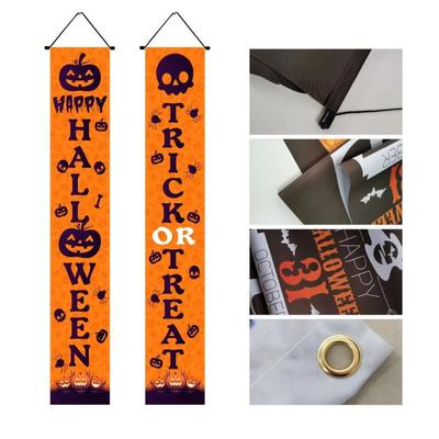 Halloween Banners, 2Pcs Halloween Front Door Porch Banner Decorations Halloween Porch Sign Banners Halloween Couplet Hanging Sign