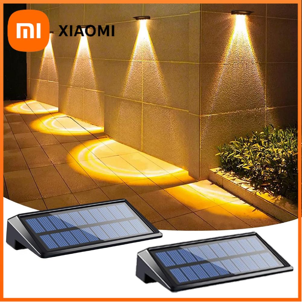 Xiaomi 2 Pack Solar Wall Lights 4 LED Solar Fence Lights Outdoor Waterproof Solar Deck Lights Wall Lights for Fence Post Yard Pathway
