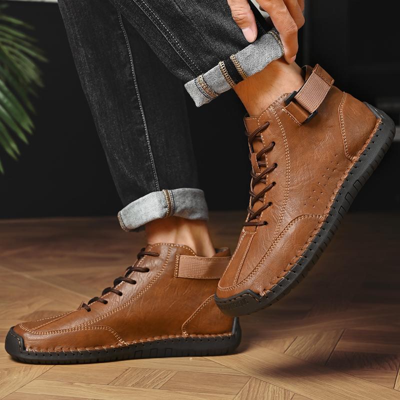 Mode Mode Laufschuhe Mann Leder Basic Stiefel Herren Sneaker Atmungsaktiv Hombres Botas Neuankömmling Handgefertigt Leder Herrenstiefel