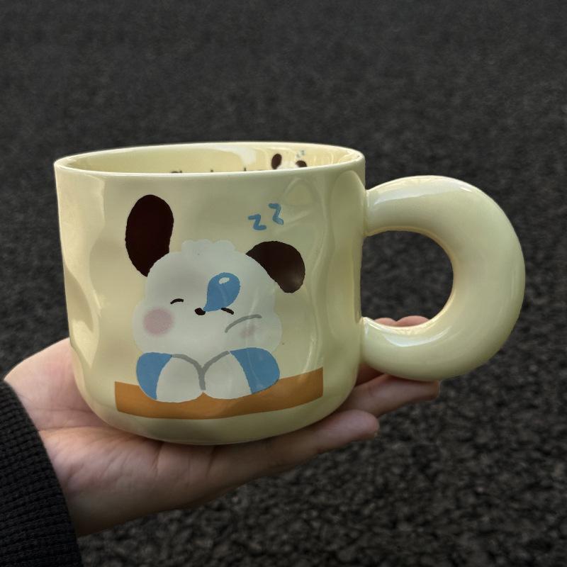 Cute Puppy Ceramic Mug with Lid, Large-capacity Drinking Cup, Practical for Girls To Give Girlfriends Birthday Gifts