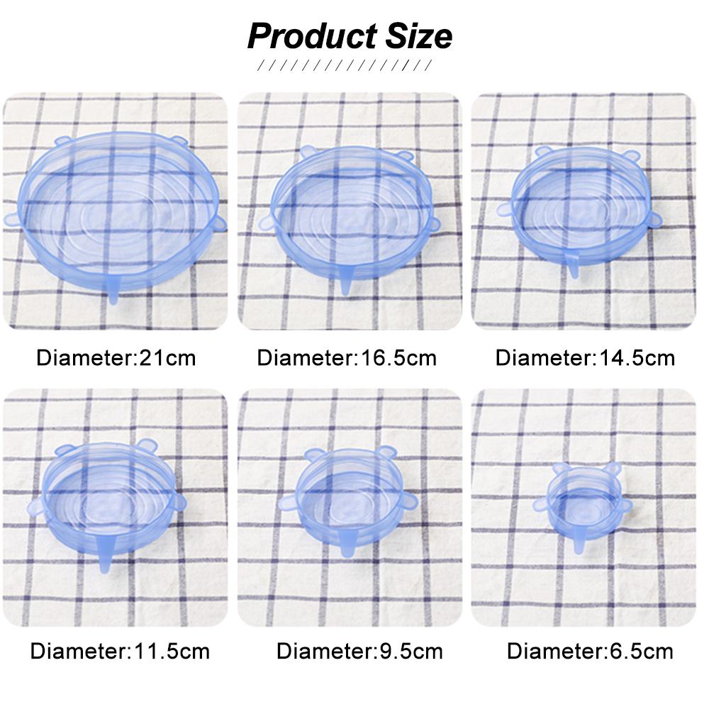 6 bucăți/set capac reutilizabil din silicon pentru alimente Capace elastice bol elastic capac cuptor cu microunde înveliș de bucătărie capace de păstrare proaspete din silicon