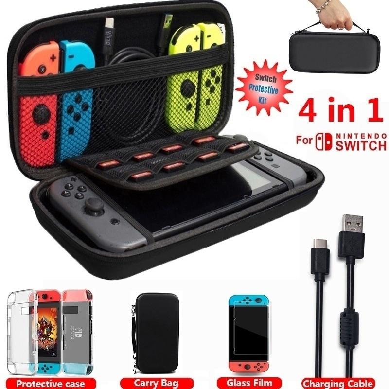 Buy 4 In 1 Accessories for Nintendo Switch Case Bag+ Charging Cable+ ...